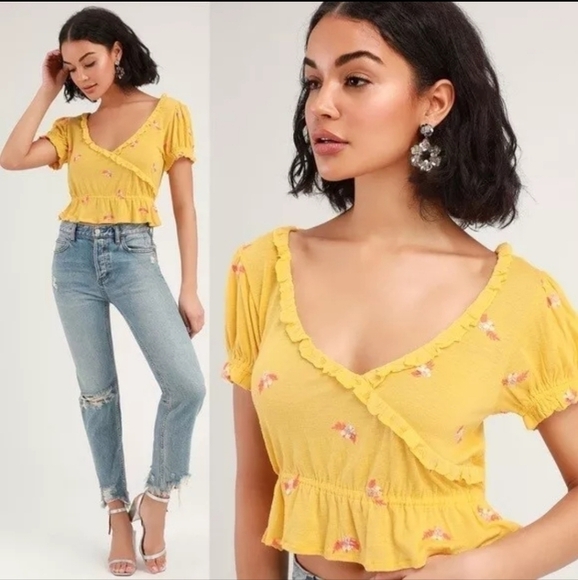 NEW $78 Free People Full Bloom Top Sun Drop Small - Picture 4 of 16